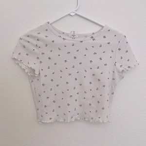 White crop top with mini red flowers